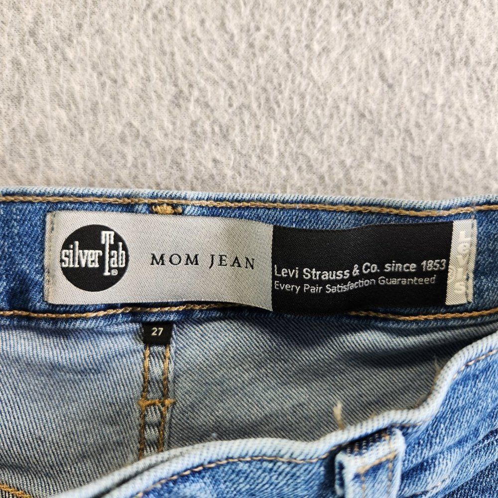 Levis Silvertab Jeans Womens 27 Blue Mom Jean Distressed Tapered High Rise VTG - Picture 13 of 16